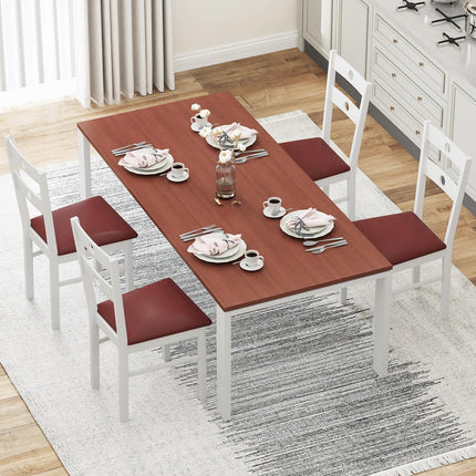 Dreamade PU Leather Upholstered Kitchen Chairs w/Hollowed Backrest & Padded Seat
