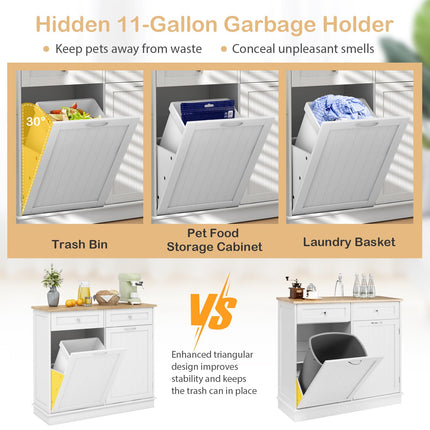 Dreamade Kitchen Trash Cabinet, Kitchen Island with Tilt Out Garbage Bin