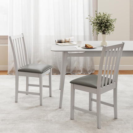 Dreamade Wooden Dining Chairs Set of 2/4 Faux Leather Upholstered Kitchen Chair w/Rubber Wood Legs