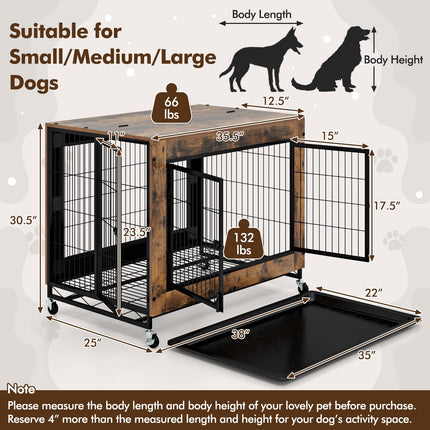 Dreamade Dog Crate Furniture with Wheels