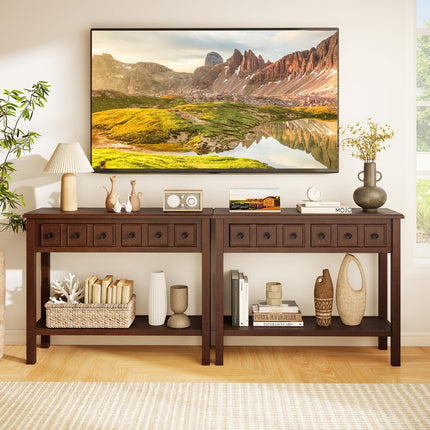 Dreamade 38" Narrow Console Table with 2 Drawers & Bottom Open Shelf