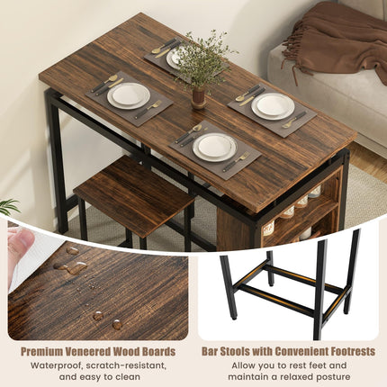 Dreamade 3-Piece Dining Table Set - Counter Height Dining Table Set with 2 Bar Stools