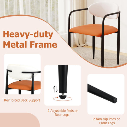 Dreamade Modern Dining Chairs Set of 2/4 Faux Leather Upholstered Kitchen Chairs with Orange Padded Seat
