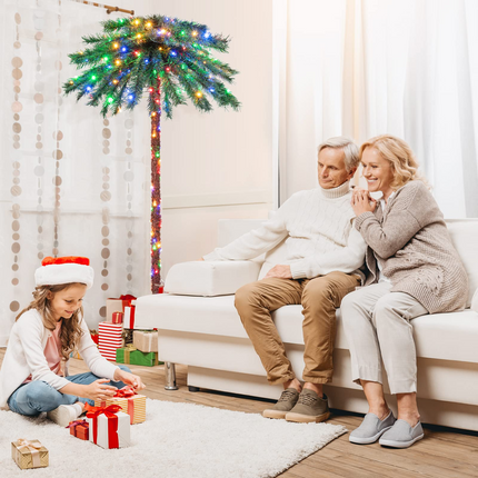 Dreamade 6 FT Pre-Lit Artificial Christmas Tree, Lighted Xmas Palm Tree W/ 210 Multi-Color LED Lights - DreamadeUS