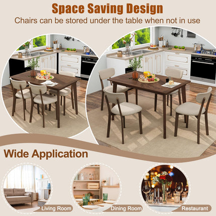 Dreamade 5-Piece Dining Table Set for 4, Kitchen Table Set with 48” Dinner Table, Padded Seat, Rubber Wood Legs