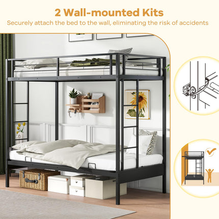 Dreamade Twin Over Futon Bunk Bed, Metal Bunk Bed with Futon