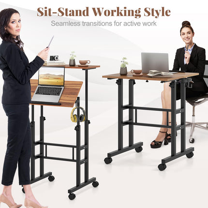 Dreamade Mobile Stand up Desk, Height Adjustable, 24"D x 22"W x 49"H