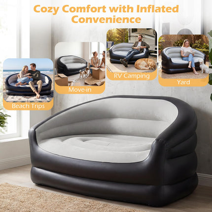 Dreamade Inflatable Loveseat Couch Portable & Foldable 2-Seater Air Sofa(1/2)