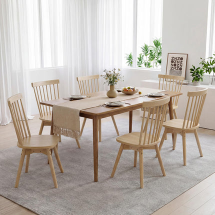 Dreamade Windsor Mid Century Rubber Wood Kitchen Chairs with Swivel Seat & Spindle Back (2/4)