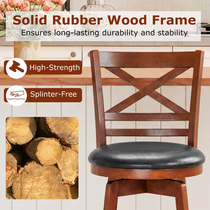 Dreamade 25 Inch Swivel Bar Stools Set of 2/4 with PU Faux Leather Upholstered Seat