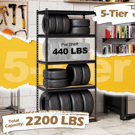 Dreamade 5-Tier Metal Storage Shelves Heavy Duty Garage Shelving Units(1/2/3/4,36" W x 18" D x 72" H)