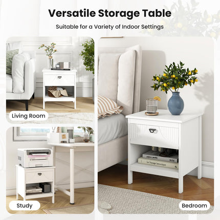 Dreamade Modern Nightstand with Drawer for Bedroom Small Place