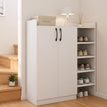 Dreamade Wooden Shoe Storage Organizer w/2 Doors for Entryway