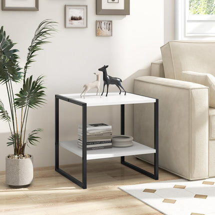 Dreamade 20 Inch End Table, Modern Square Side Table with Storage Shelf, Small Coffee Table for Living Room