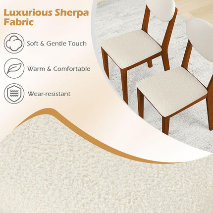 Dreamade Sherpa Dining Chairs Set of 4 Modern Kitchen Chair w/Rubber Wood Legs