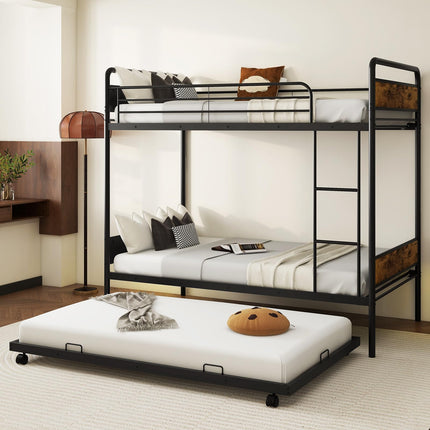Dreamade Metal Twin Over Twin Bunk Bed with Trundle