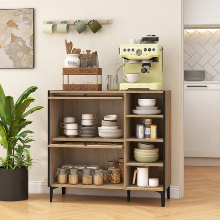 Dreamade Shoe Cabinet with Flip & Slide Doors, Shoe Storage Cabinet with Adjustable Cube Shelves(Decorative Doors)