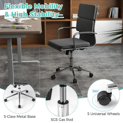 Dreamade Ergonomic Office Chair Mid Back Fabric Desk Chair with Armrest