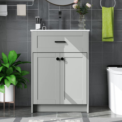 Dreamade 24” Undermount Bathroom Cabinet with Ceramic Basin