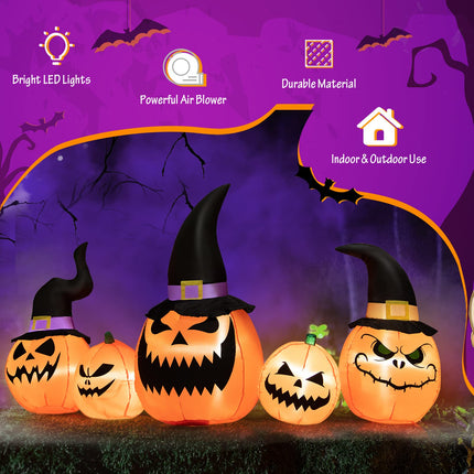 DREAMADE 5-Piece Inflatable Pumpkin Family Halloween Decoration w/LED Lights