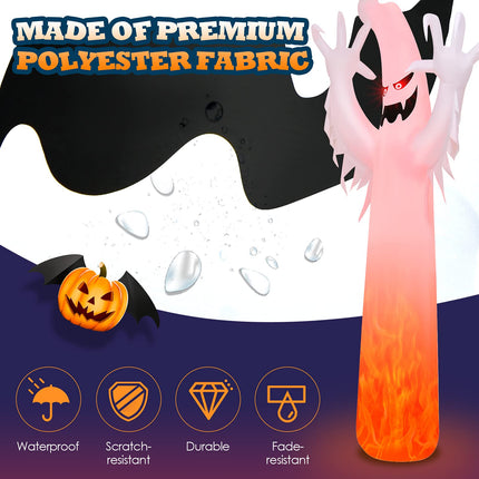 DREAMADE 12 Ft Halloween Inflatable Ghost Lighted Flame Yard Decoration