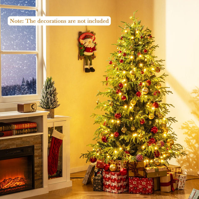 Dreamade Pre-Lit Artificial Christmas Tree with PVC & Soft TPE Branch Tips & Foldable Metal Stand