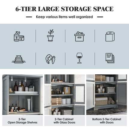 Dreamade 64" Tall Bathroom Storage Cabinet, Freestanding Kitchen Pantry Cupboard with 2 Cabinets