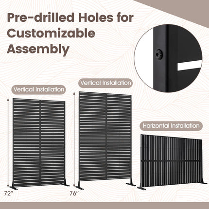 Dreamade 72''H x 48''W Freestanding Metal Privacy Screen with Stable Legs