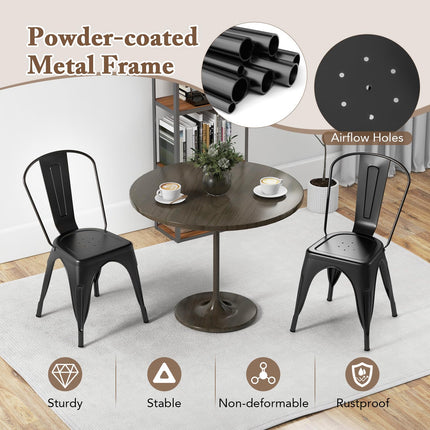 Dreamade Metal Dining Chairs Set of 4, Farmhouse Kitchen Chairs with Removable Backrest