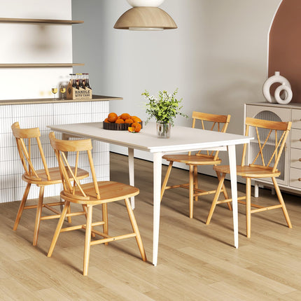 Dreamade Wooden Dining Chairs Set of 2/4, Farmhouse Windsor Kitchen Chairs w/Cross Back, Wide Seat