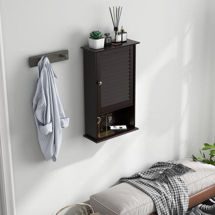 Dreamade Bathroom Wall Mount Cabinet - Over The Toilet Storage Organizer with Single Door and Adjustable Shel