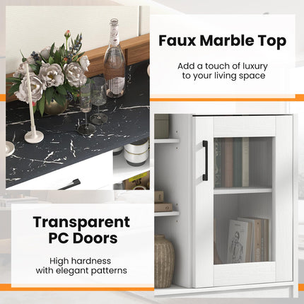 Dreamade Sideboard Buffet Cabinet with 2 Drawers, Kitchen Storage Cabinet w/2 Doors, Open Compartments