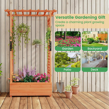 Dreamade Raised Garden Bed with 2-Sided Trellis & Hanging Roof