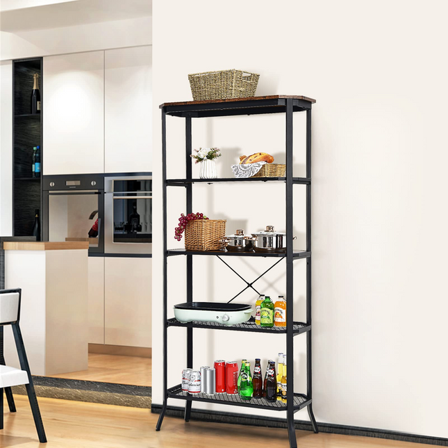 Dreamade Industrial Bookshelf, 5-Tier Vintage Bookcase