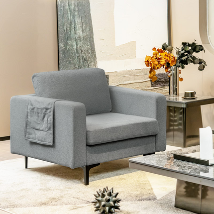 Dreamade Modern Accent Chair w/Comfy Thick Cushion, Magazine Pockets