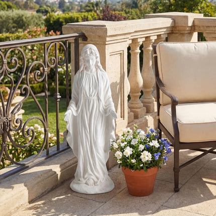 Dreamade Virgin Mary Garden Statue 29.5" | Blessed Mother Outdoor Religious Statue with Serpent