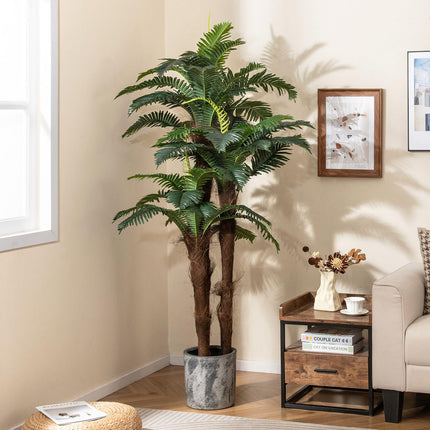 Dreamade 6.3 ft Tall Fake Tropical Plant with 45 + 3 Adjustable Leaves 3 Real Barks & Moss (2 Pack)