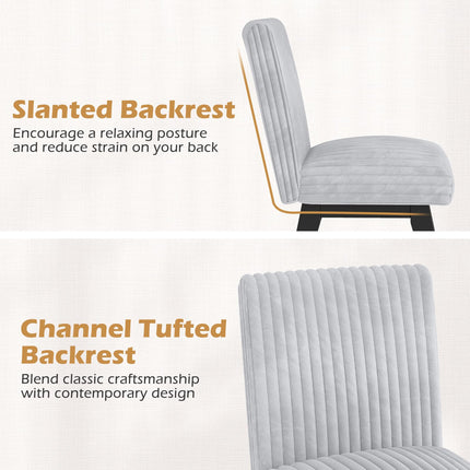 Dreamade Fabric Upholstered Channel Tufted Kitchen Chair w/ 6" Thick Padded Seat & Backrest