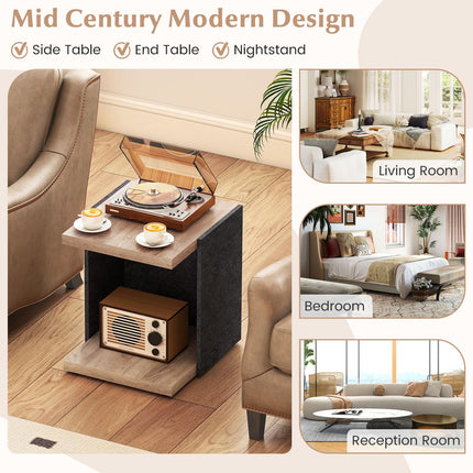 Dreamade 2-Tier Sofa Side Table with Open Storage Shelf