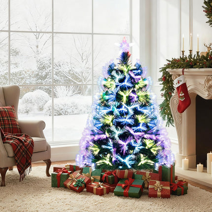 Dreamade 3 FT Pre-Lit Fiber Optic Christmas Tree with Slow-Flashing Multicolored Optical Fibers