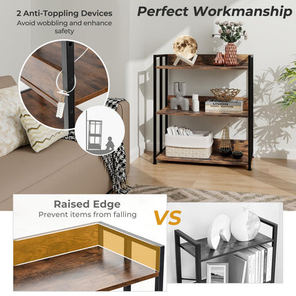 Dreamade 3-Tier Bookshelf, Industrial 32" Tall Small Book Shelf with Adjustable Shelves