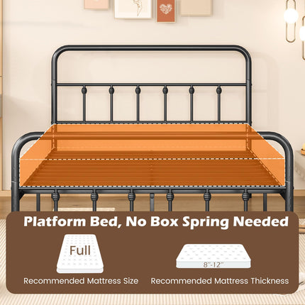 Dreamade King/Queen/Full Size Metal Platform Bed Frame, Victorian Style Platform Bed with Headboard & Footboard