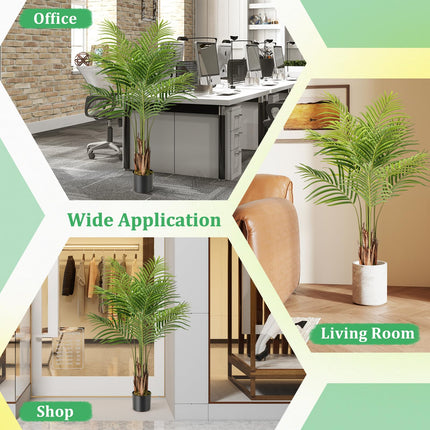 Dreamade 4.2FT Tall Artificial Palm Tree with 12 PEVA Leaves (2 Pack)