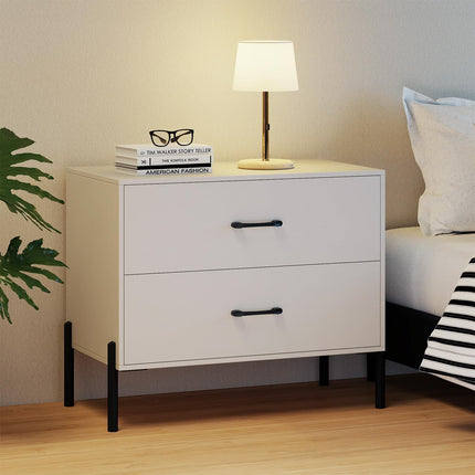 Dreamade 2-Drawer Dresser Modern Wooden Nightstand with Metal Legs & Handles