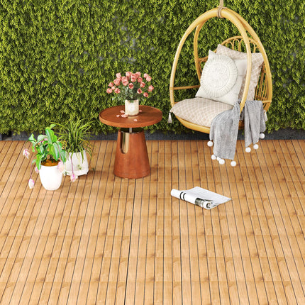 Dreamade 30 PCS Acacia Wood Interlocking Patio Deck Tiles