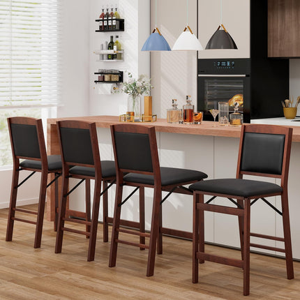 Dreamade Folding Counter Height Bar Stools Set of 2/4, 24.5" Farmhouse Barstools w/Padded Back & Seat