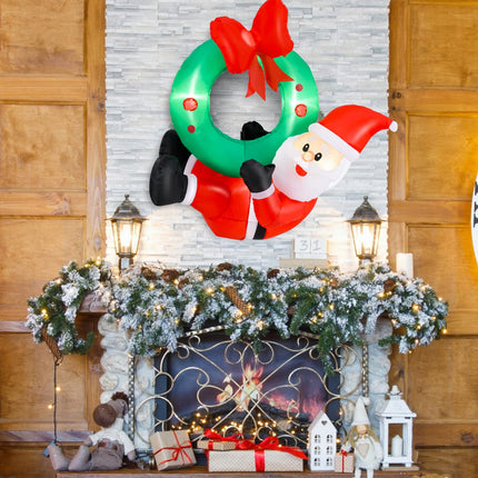 Dreamade Christmas Inflatables, 4FT Blow up Santa Claus w/LED Lights & Christmas Wreath