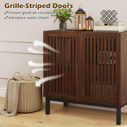 Dreamade Sideboard Buffet Cabinet | 32" Farmhouse Coffee Bar with Slatted Doors