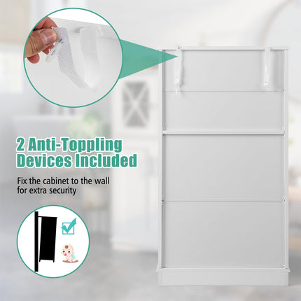 Dreamade Bathroom Floor Storage Cabinet - Linen Floor Cabinet with Doors and Adjustable Shelves