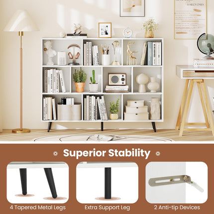 Dreamade 10 Cube Bookcase with 5 Metal Legs for Living Room